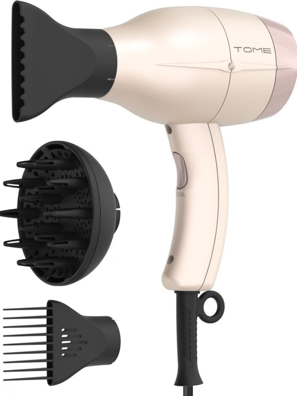Ionic Hair Dryer 1875W with Diffuser & 3 Attachments - Fast Drying, Home Use